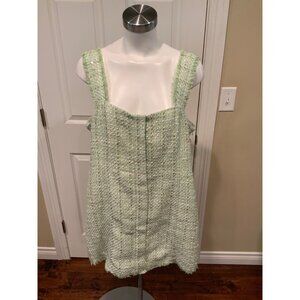 House of Harlow 1960 Green & Gold Shimmering Tweed Mini Dress, Size L